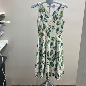 Eva rose Cactus Print Sleeveless Midi Dress